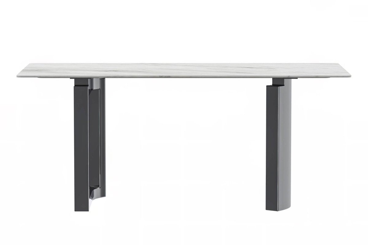 Astra Rectangular Dining Table with Stone/Glass Tabletop and Stainless - Steel Base