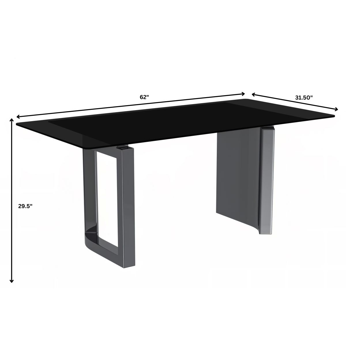 Astra Rectangular Dining Table with Stone/Glass Tabletop and Stainless - Steel Base
