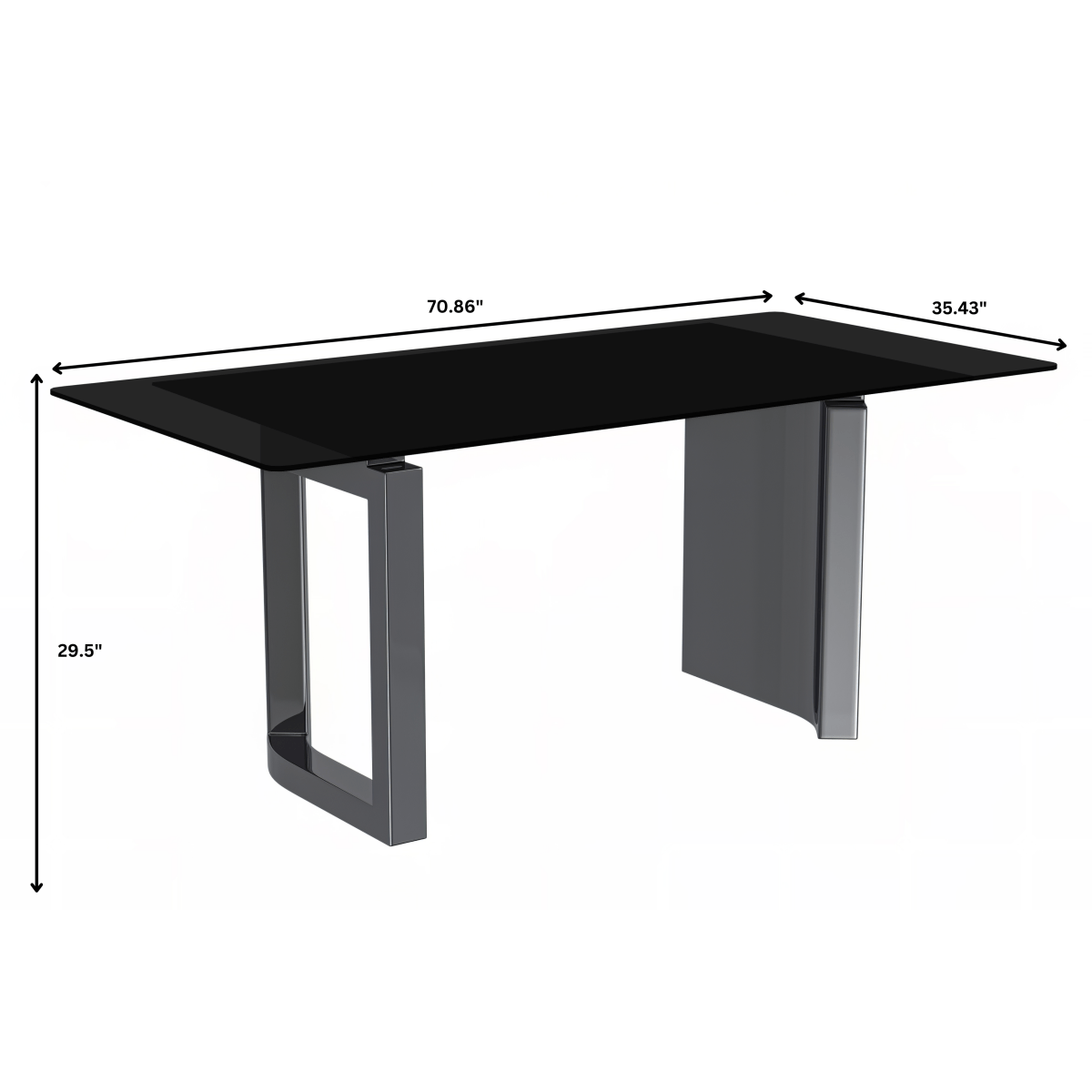 Astra Rectangular Dining Table with Stone/Glass Tabletop and Stainless - Steel Base