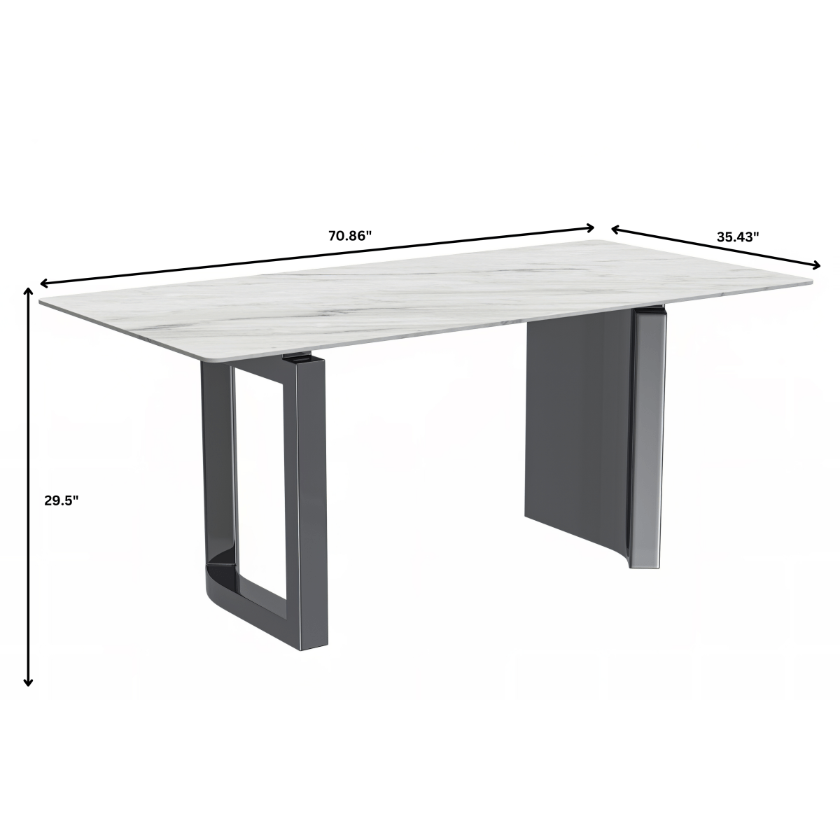 Astra Rectangular Dining Table with Stone/Glass Tabletop and Stainless - Steel Base