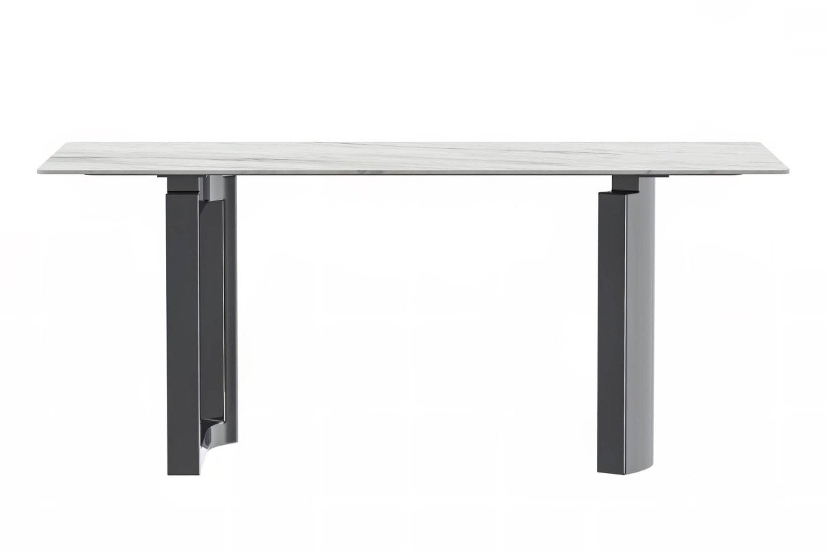 Astra Rectangular Dining Table with Stone/Glass Tabletop and Stainless - Steel Base