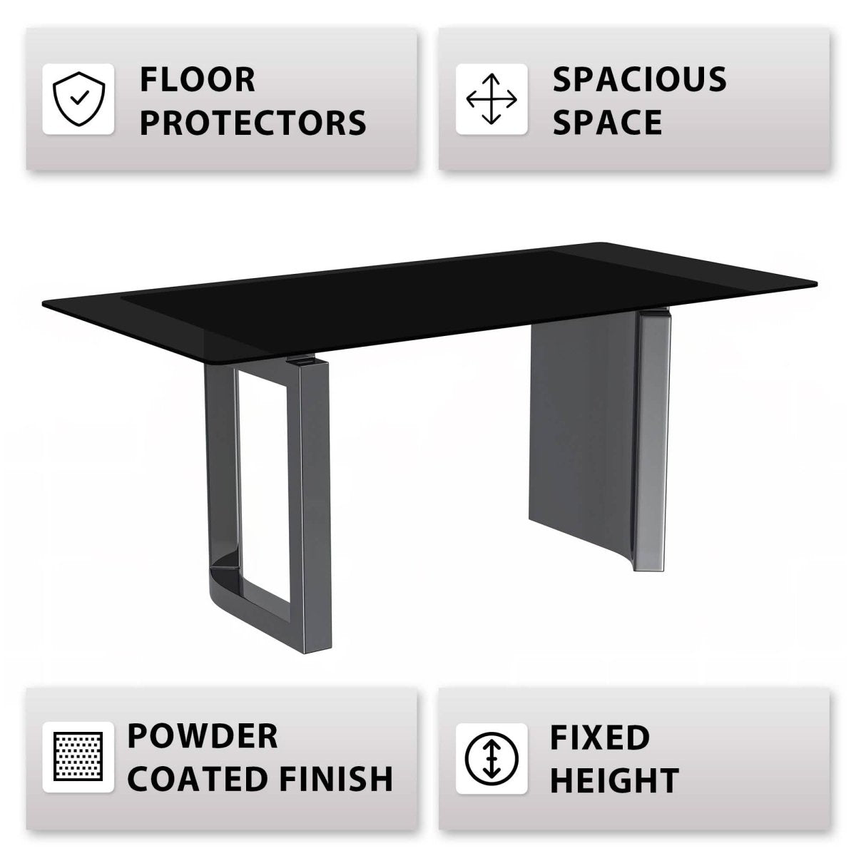 Astra Rectangular Dining Table with Stone/Glass Tabletop and Stainless - Steel Base