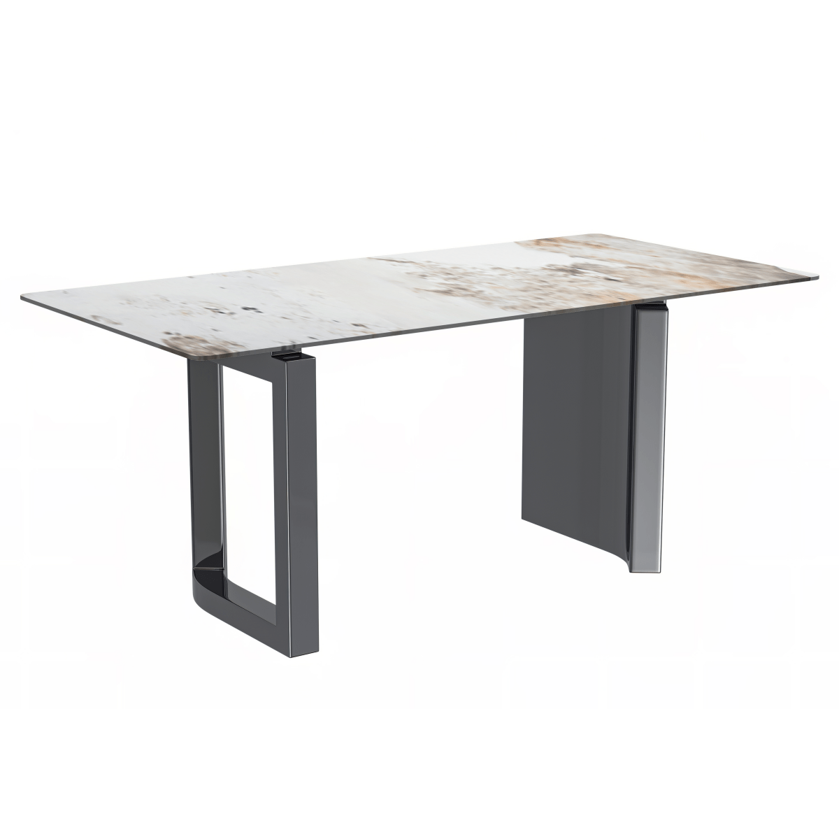 Astra Rectangular Dining Table with Stone/Glass Tabletop and Stainless - Steel Base