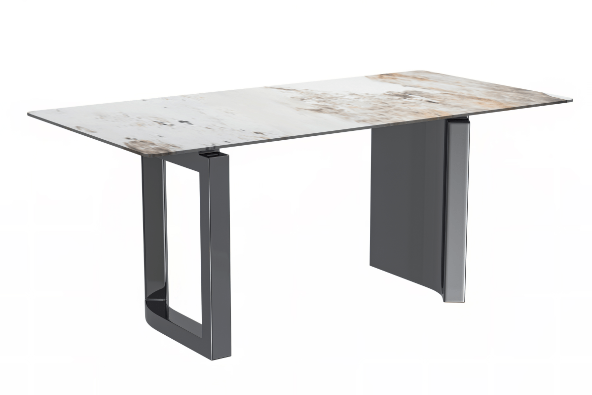 Astra Rectangular Dining Table with Stone/Glass Tabletop and Stainless - Steel Base