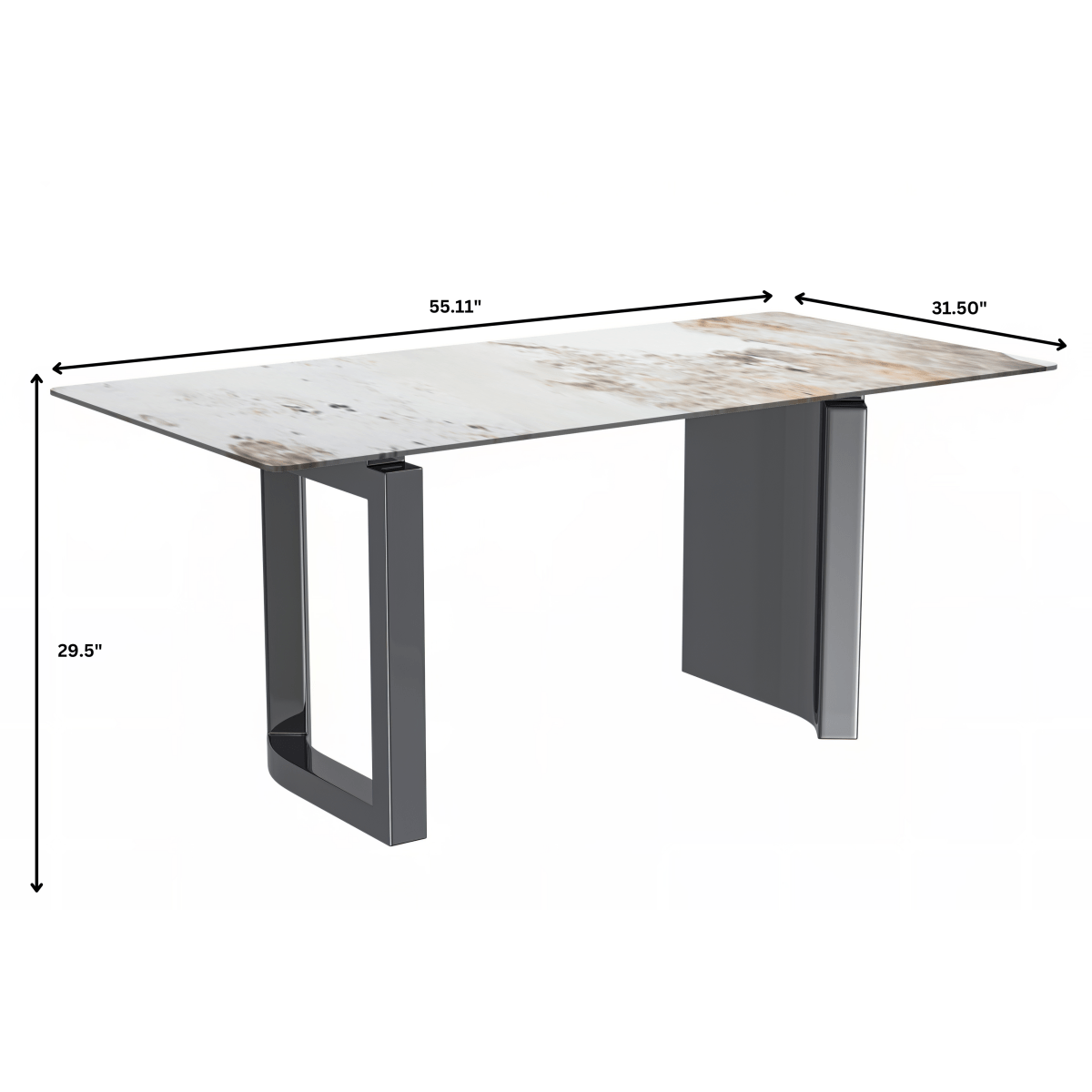 Astra Rectangular Dining Table with Stone/Glass Tabletop and Stainless - Steel Base