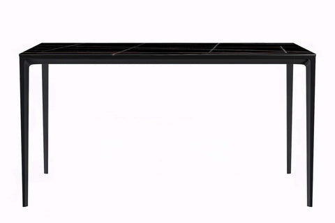 Avo Rectangular Dining Table with Sintered Stone/Glass Tabletop in Black Aluminum Base