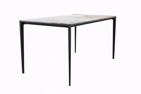 Avo Rectangular Dining Table with Sintered Stone/Glass Tabletop in Black Aluminum Base