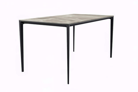 Avo Rectangular Dining Table with Sintered Stone/Glass Tabletop in Black Aluminum Base