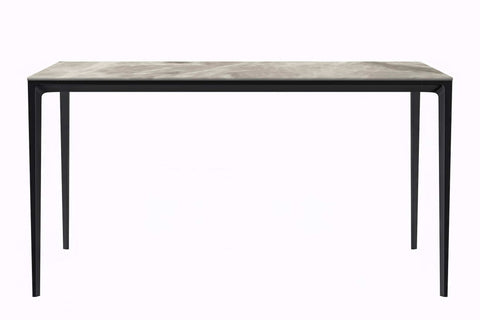 Avo Rectangular Dining Table with Sintered Stone/Glass Tabletop in Black Aluminum Base