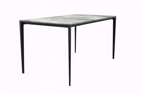 Avo Rectangular Dining Table with Sintered Stone/Glass Tabletop in Black Aluminum Base
