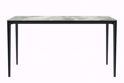 Avo Rectangular Dining Table with Sintered Stone/Glass Tabletop in Black Aluminum Base