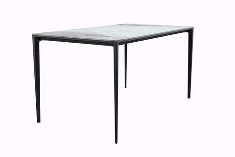 Avo Rectangular Dining Table with Sintered Stone/Glass Tabletop in Black Aluminum Base