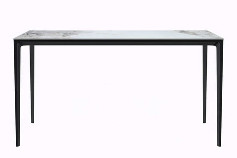 Avo Rectangular Dining Table with Sintered Stone/Glass Tabletop in Black Aluminum Base