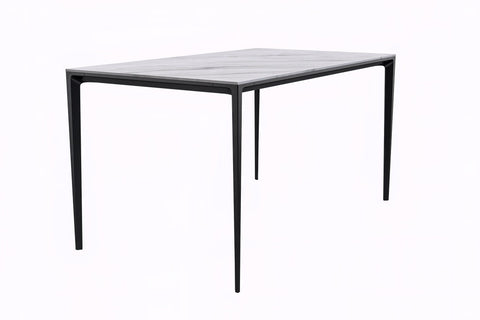 Avo Rectangular Dining Table with Sintered Stone/Glass Tabletop in Black Aluminum Base