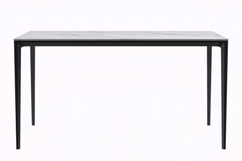 Avo Rectangular Dining Table with Sintered Stone/Glass Tabletop in Black Aluminum Base