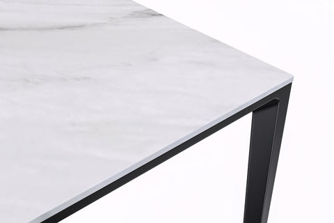 Avo Rectangular Dining Table with Sintered Stone/Glass Tabletop in Black Aluminum Base