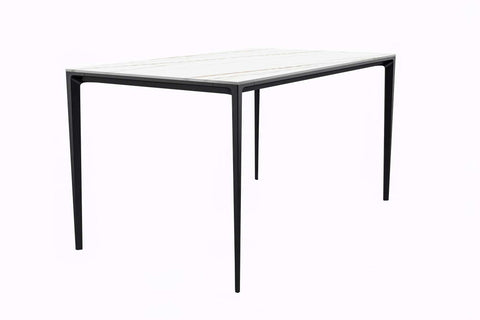 Avo Rectangular Dining Table with Sintered Stone/Glass Tabletop in Black Aluminum Base