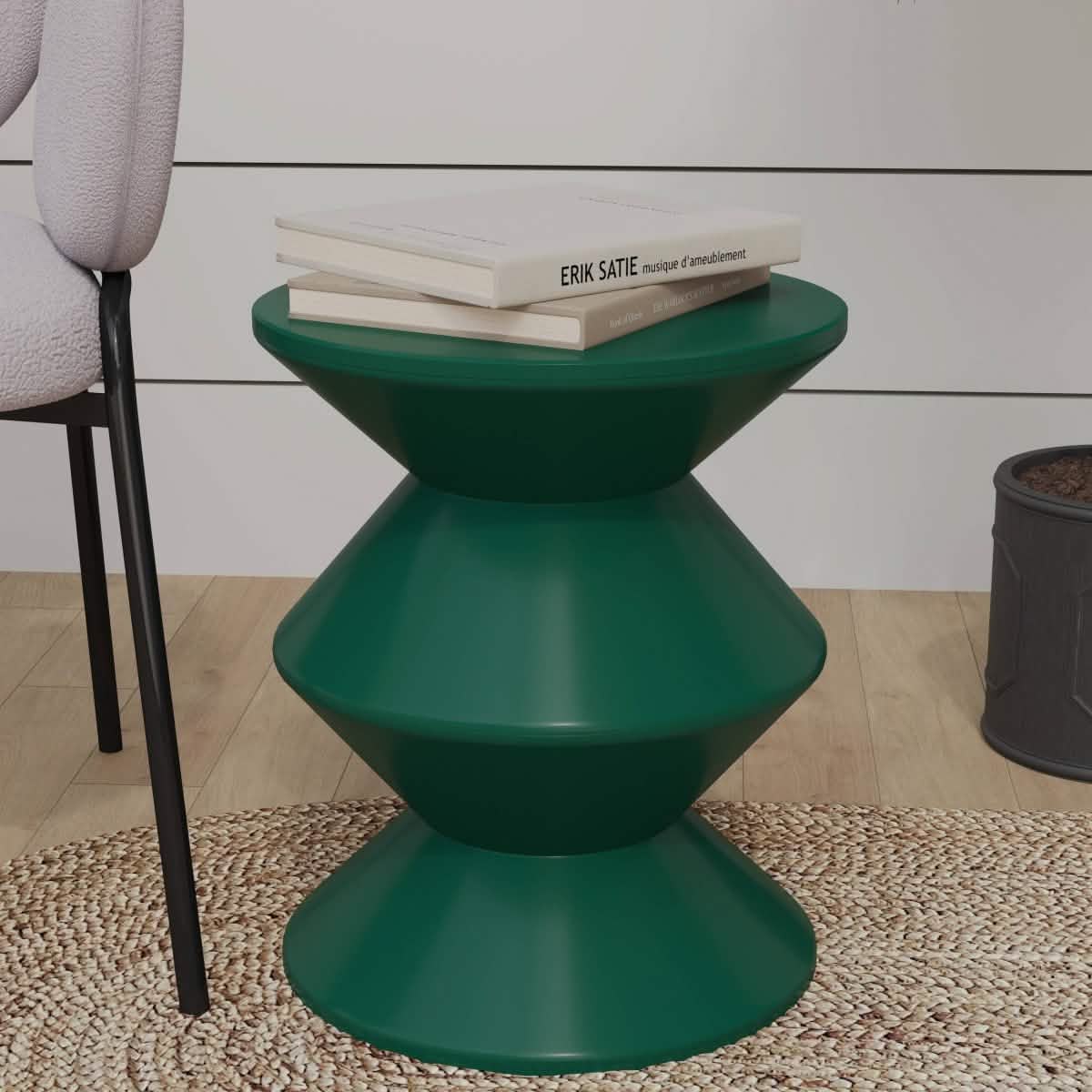 Aura Round Side Table in ABS Plastic With Contemporary Double - Hourglass Design