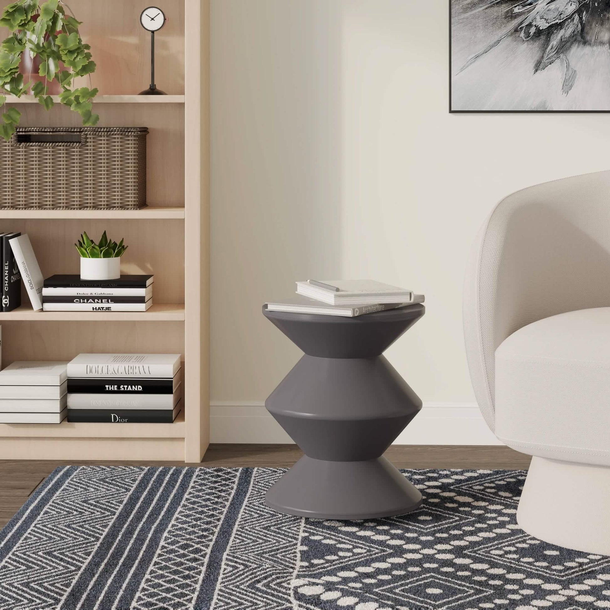 Aura Round Side Table in ABS Plastic With Contemporary Double - Hourglass Design