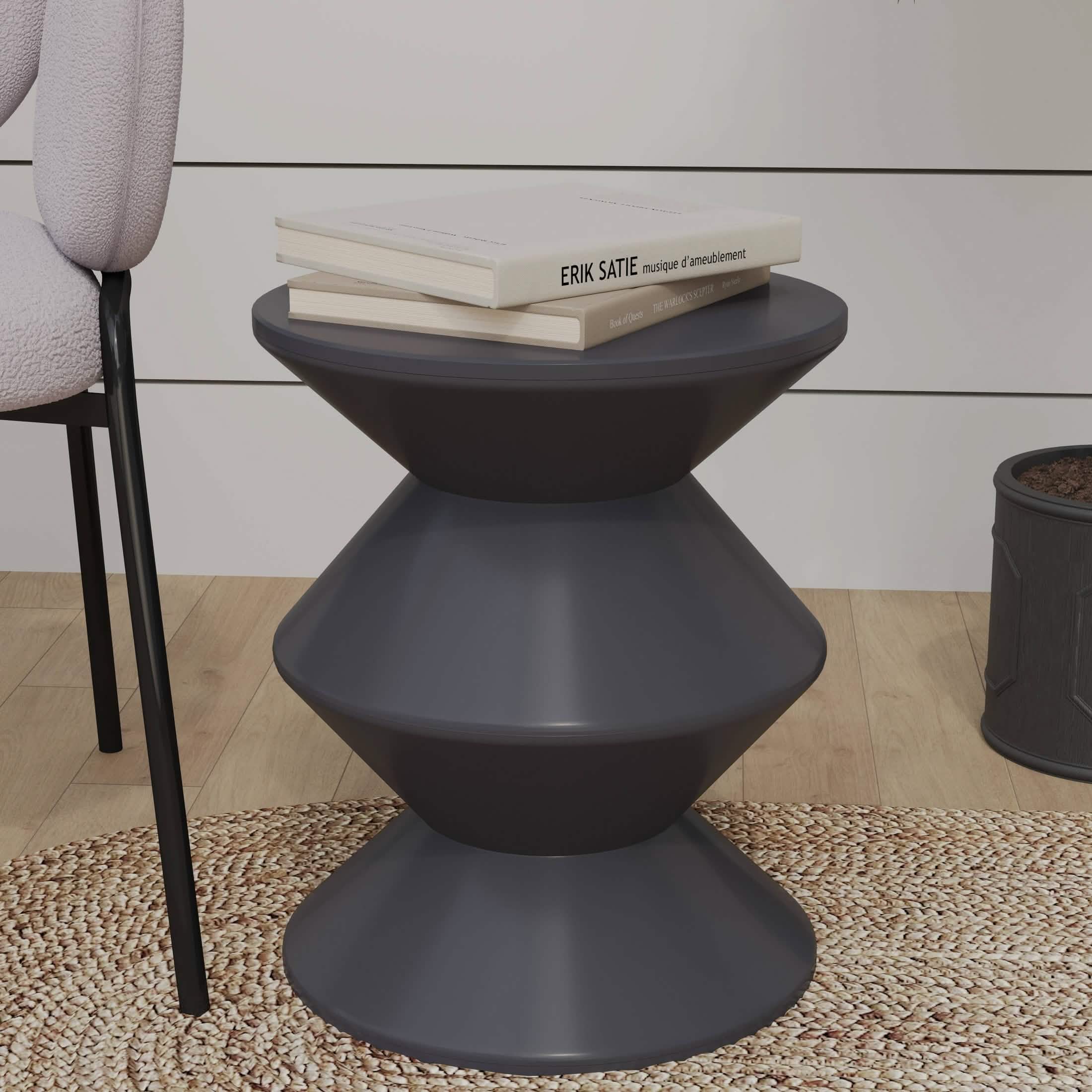 Aura Round Side Table in ABS Plastic With Contemporary Double - Hourglass Design