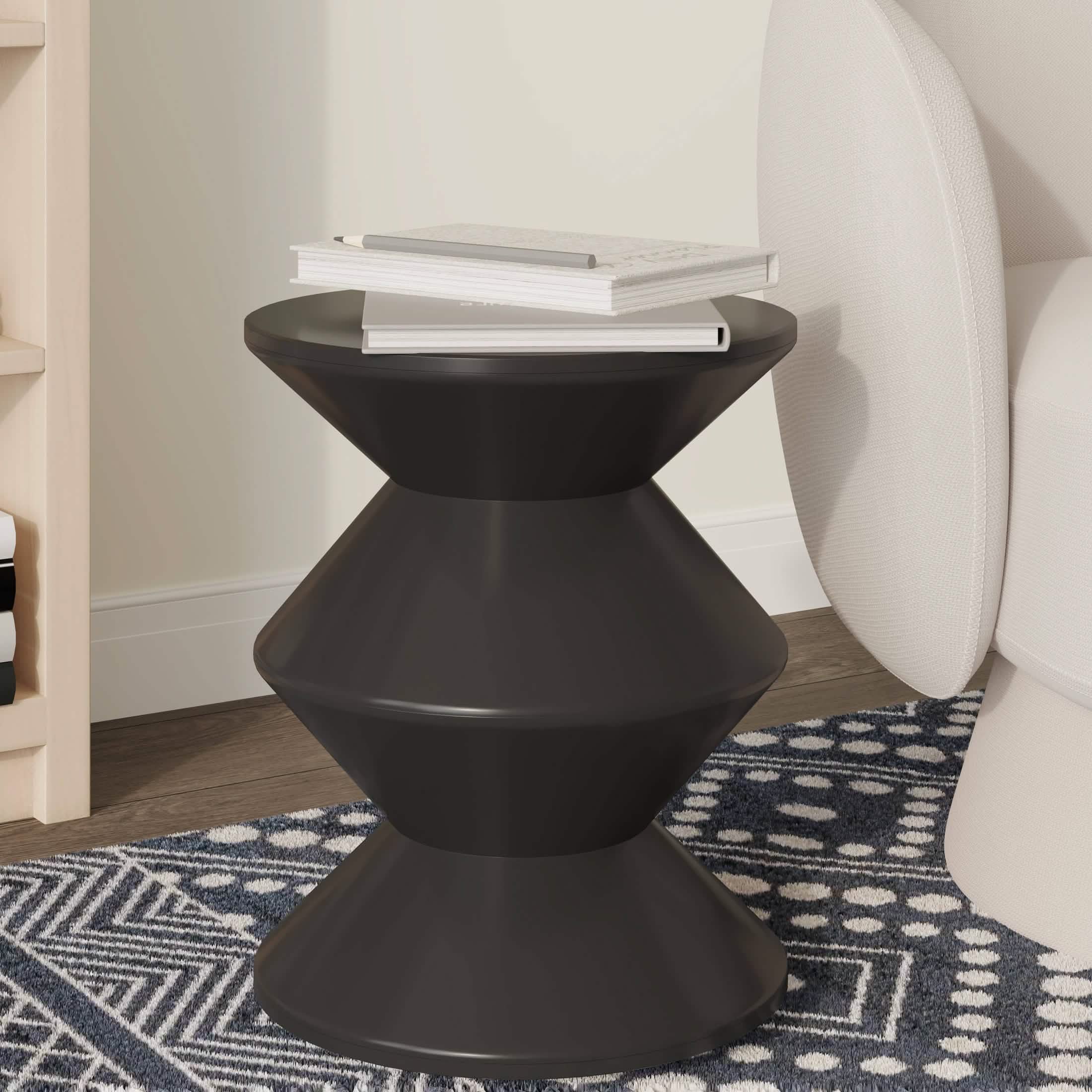 Aura Round Side Table in ABS Plastic With Contemporary Double - Hourglass Design