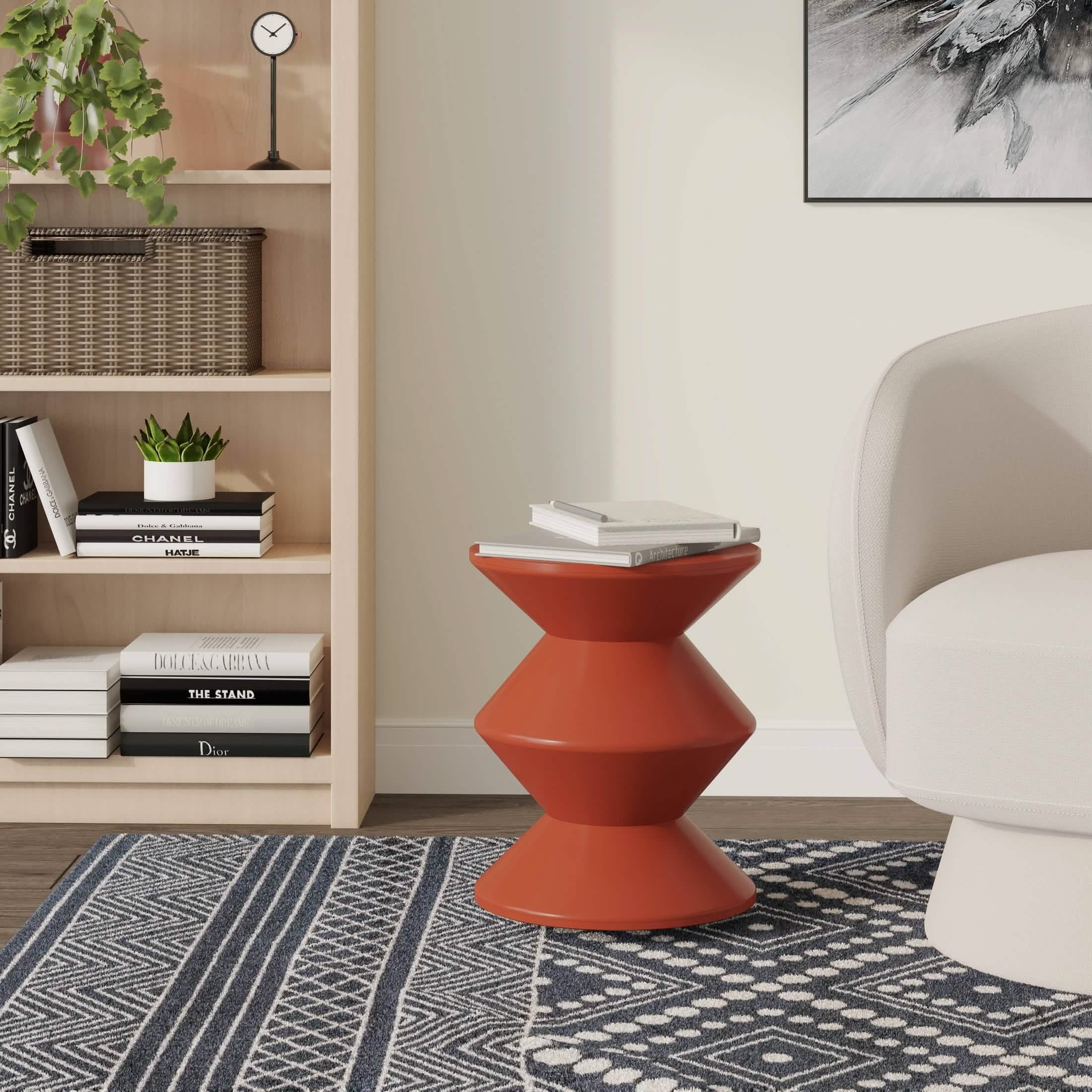 Aura Round Side Table in ABS Plastic With Contemporary Double - Hourglass Design