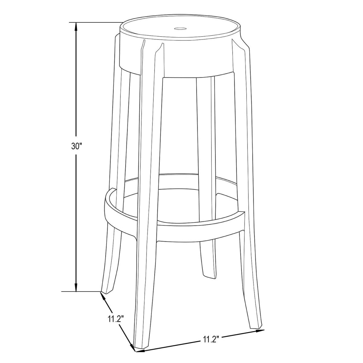 Averill Modern Plastic Barstool with Clear Acrylic Seat and Legs Set of 2