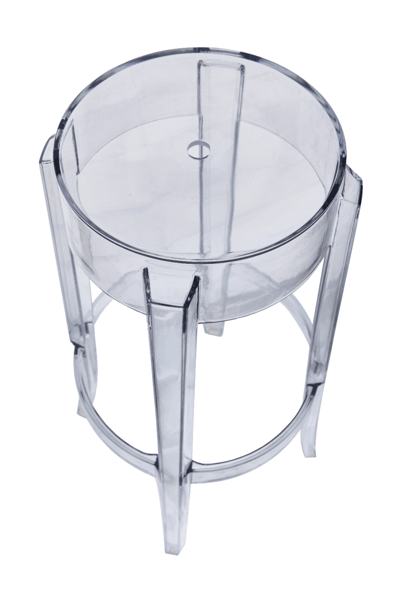 Averill Modern Plastic Barstool with Clear Acrylic Seat and Legs Set of 2