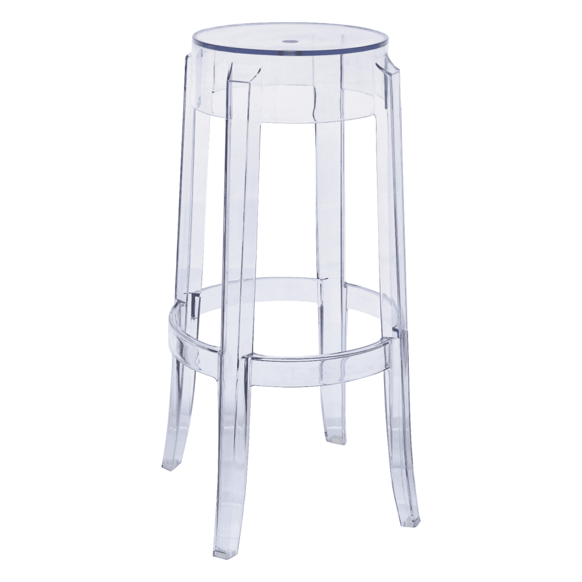 Averill Modern Plastic Barstool with Clear Acrylic Seat and Legs Set of 2