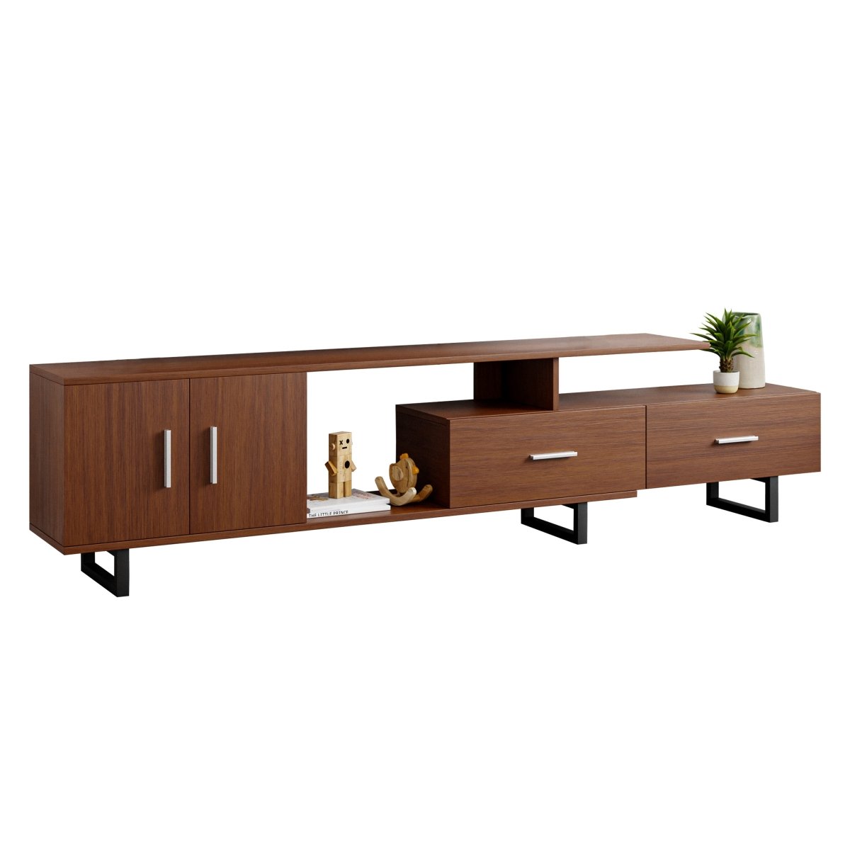 Avery Mid - Century Modern TV Stand with MDF Cabinet and Powder Coated Steel Legs