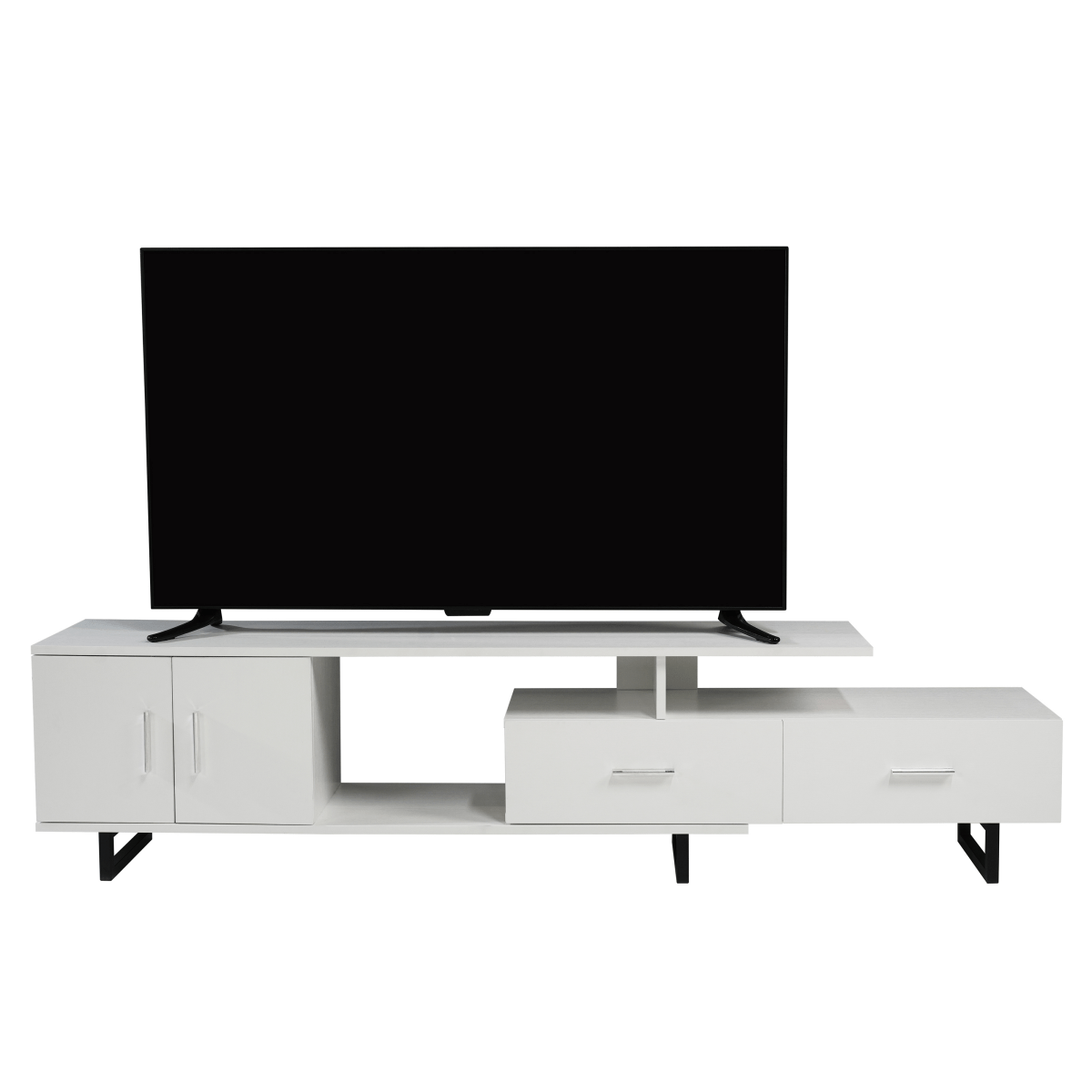 Avery Mid - Century Modern TV Stand with MDF Cabinet and Powder Coated Steel Legs