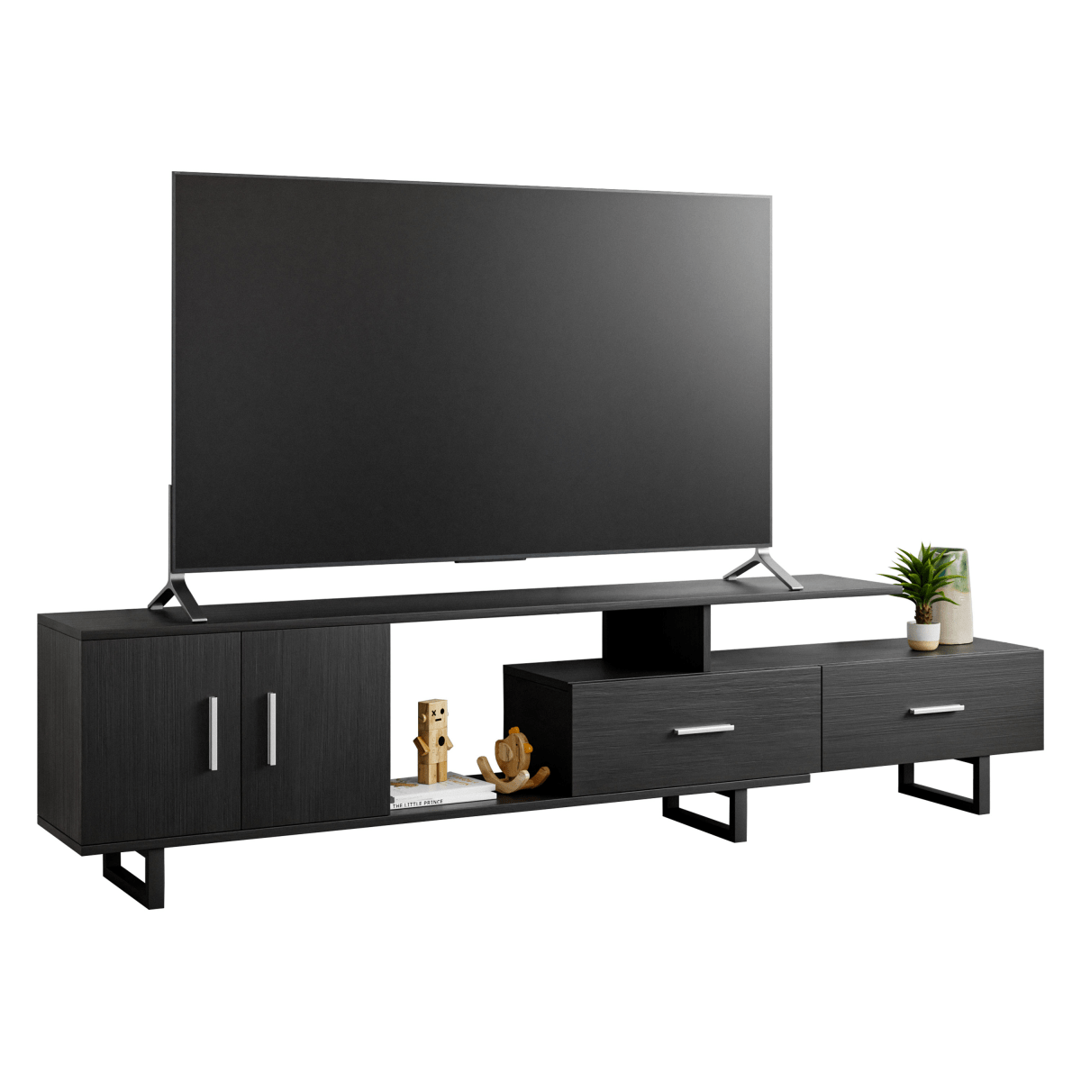 Avery Mid - Century Modern TV Stand with MDF Cabinet and Powder Coated Steel Legs