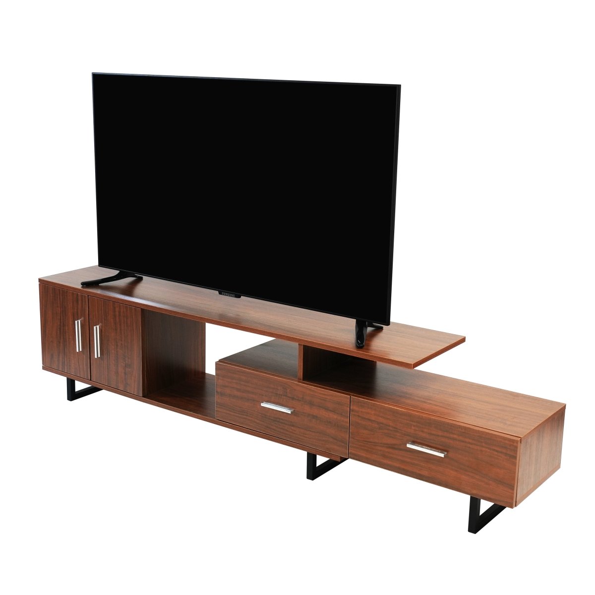 Avery Mid - Century Modern TV Stand with MDF Cabinet and Powder Coated Steel Legs