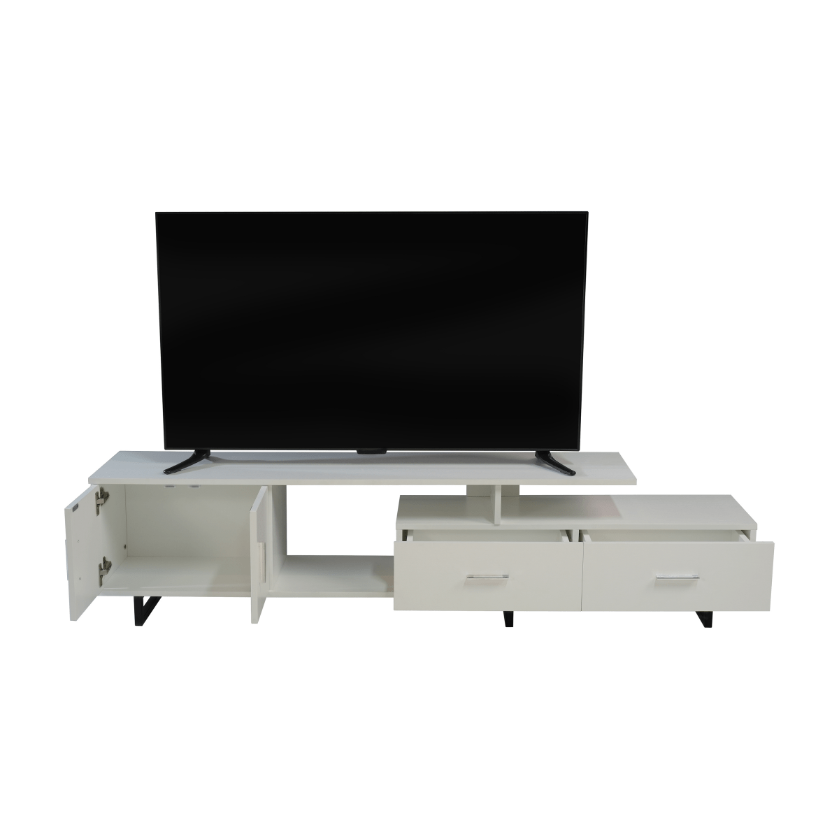 Avery Mid - Century Modern TV Stand with MDF Cabinet and Powder Coated Steel Legs