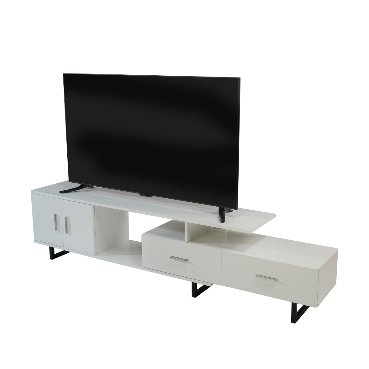 Avery Mid - Century Modern TV Stand with MDF Cabinet and Powder Coated Steel Legs