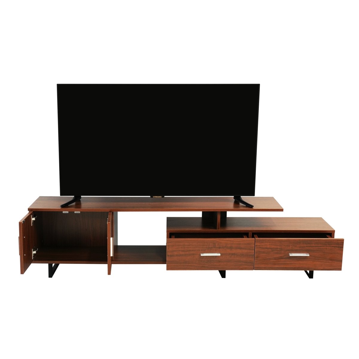 Avery Mid - Century Modern TV Stand with MDF Cabinet and Powder Coated Steel Legs
