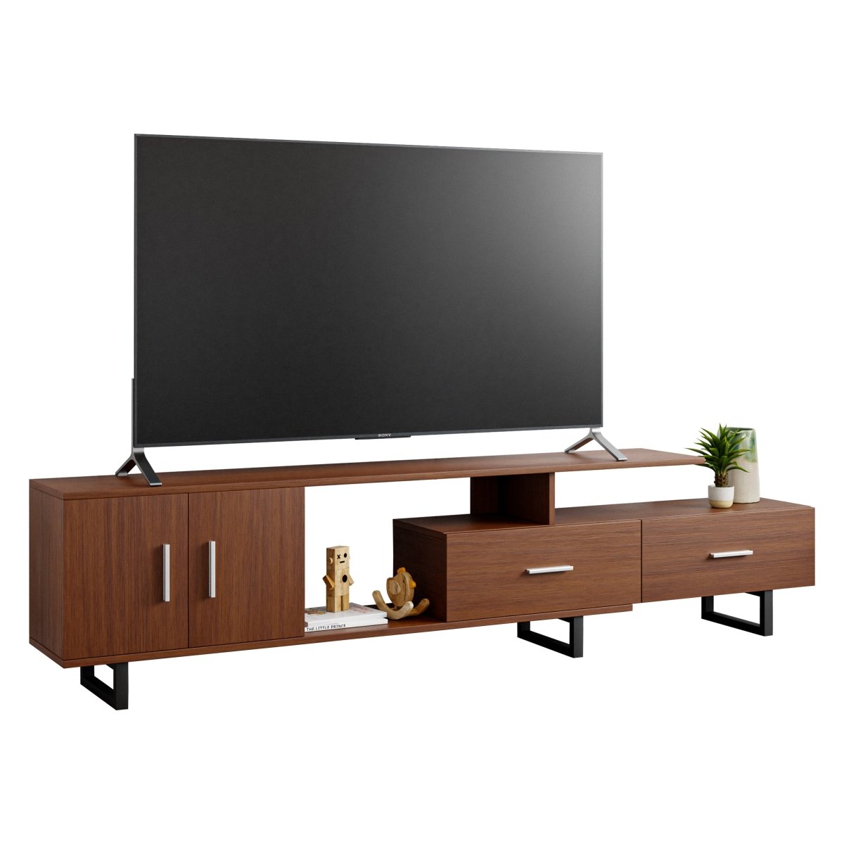 Avery Mid - Century Modern TV Stand with MDF Cabinet and Powder Coated Steel Legs