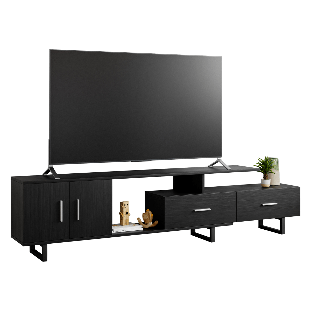 Avery Mid - Century Modern TV Stand with MDF Cabinet and Powder Coated Steel Legs