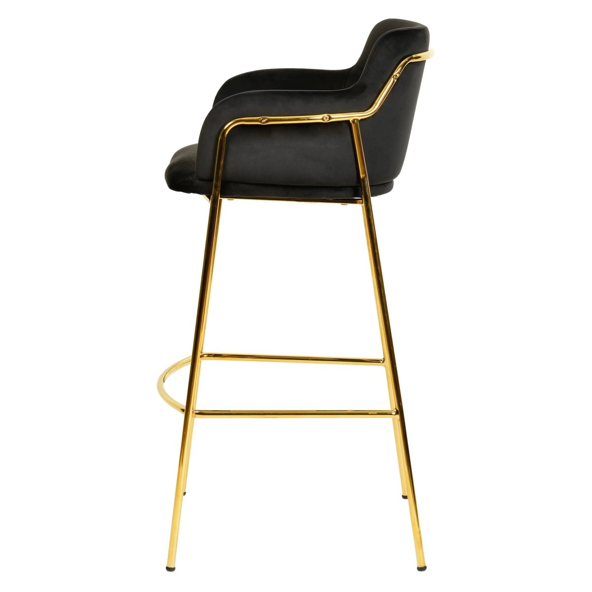 Axis 40" Bar Stool with Ergonomic Design, Gold Stainless Steel Base, and Footrest Set of 2