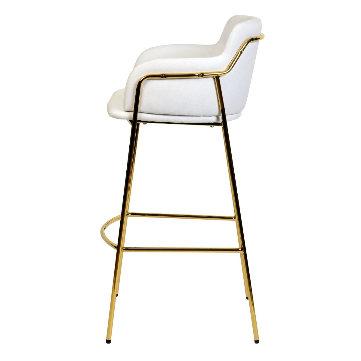 Axis 40" Bar Stool with Ergonomic Design, Gold Stainless Steel Base, and Footrest Set of 2