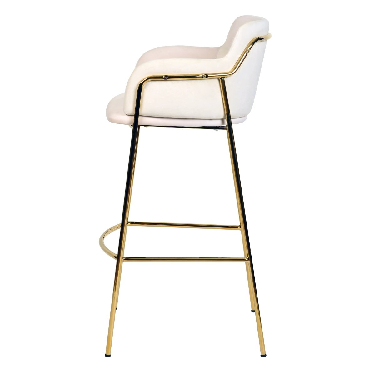 Axis 40" Bar Stool with Ergonomic Design, Gold Stainless Steel Base, and Footrest Set of 2