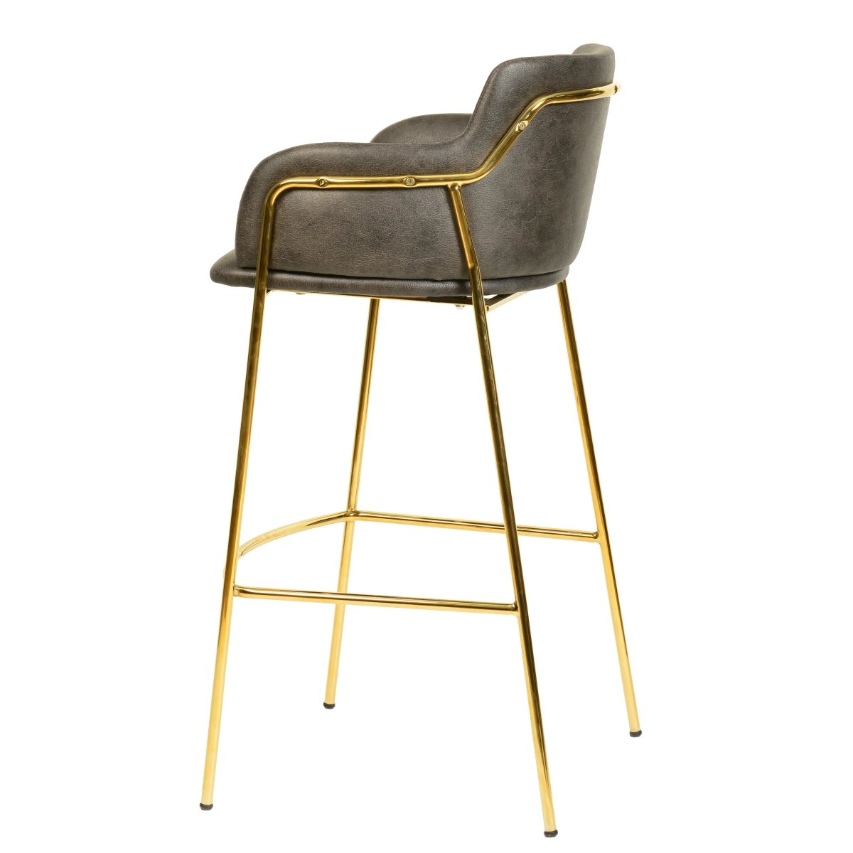 Axis 40" Bar Stool with Ergonomic Design, Gold Stainless Steel Base, and Footrest Set of 2