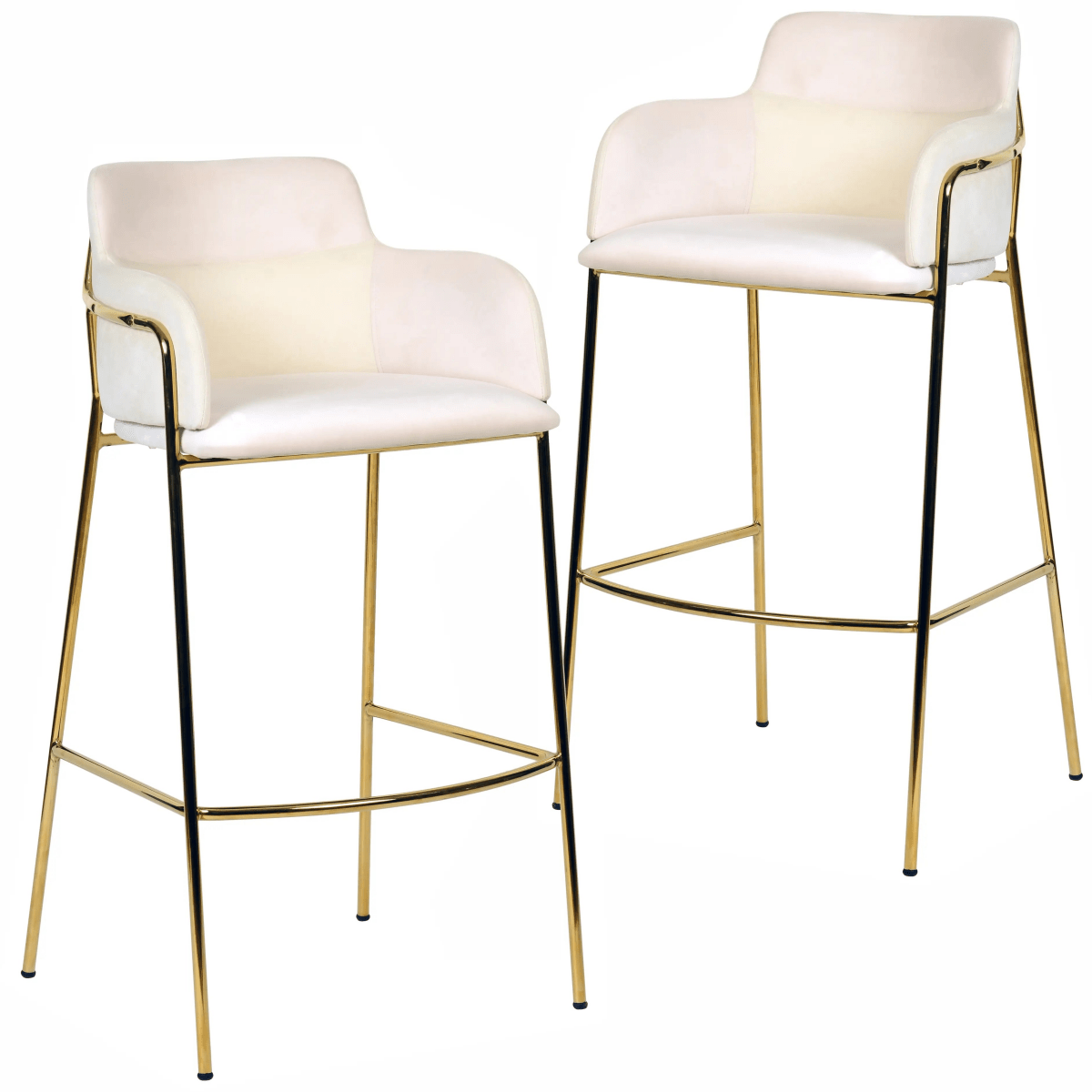 Axis 40" Bar Stool with Ergonomic Design, Gold Stainless Steel Base, and Footrest Set of 2