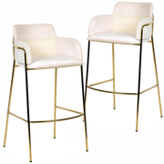 Axis 40" Bar Stool with Ergonomic Design, Gold Stainless Steel Base, and Footrest Set of 2