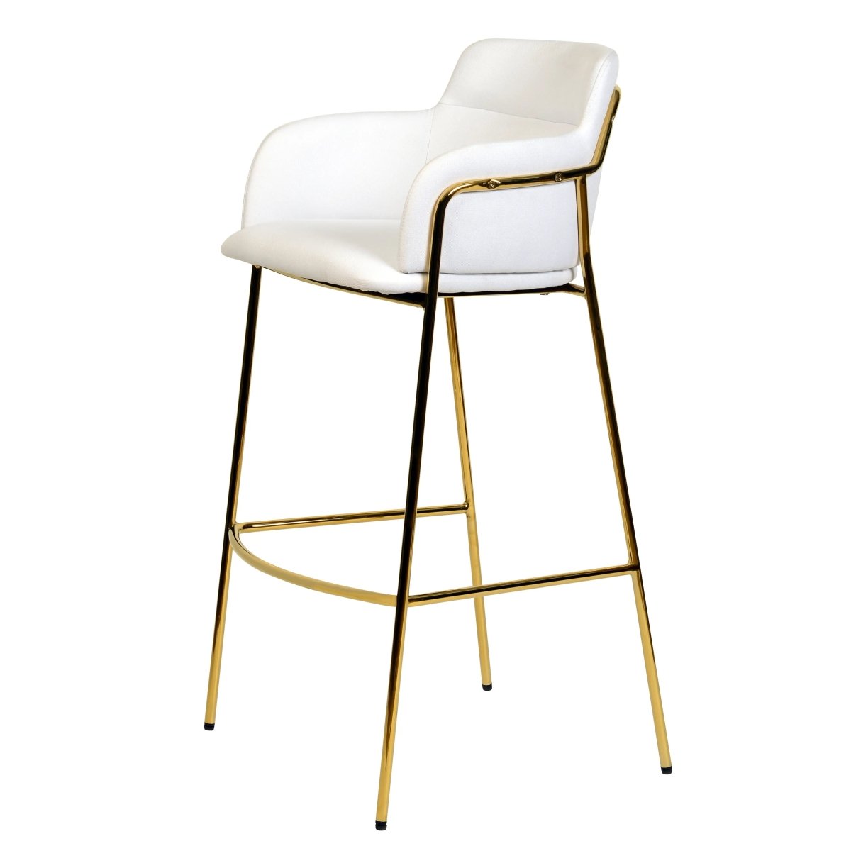 Axis 40" Bar Stool with Ergonomic Design, Gold Stainless Steel Base, and Footrest Set of 2