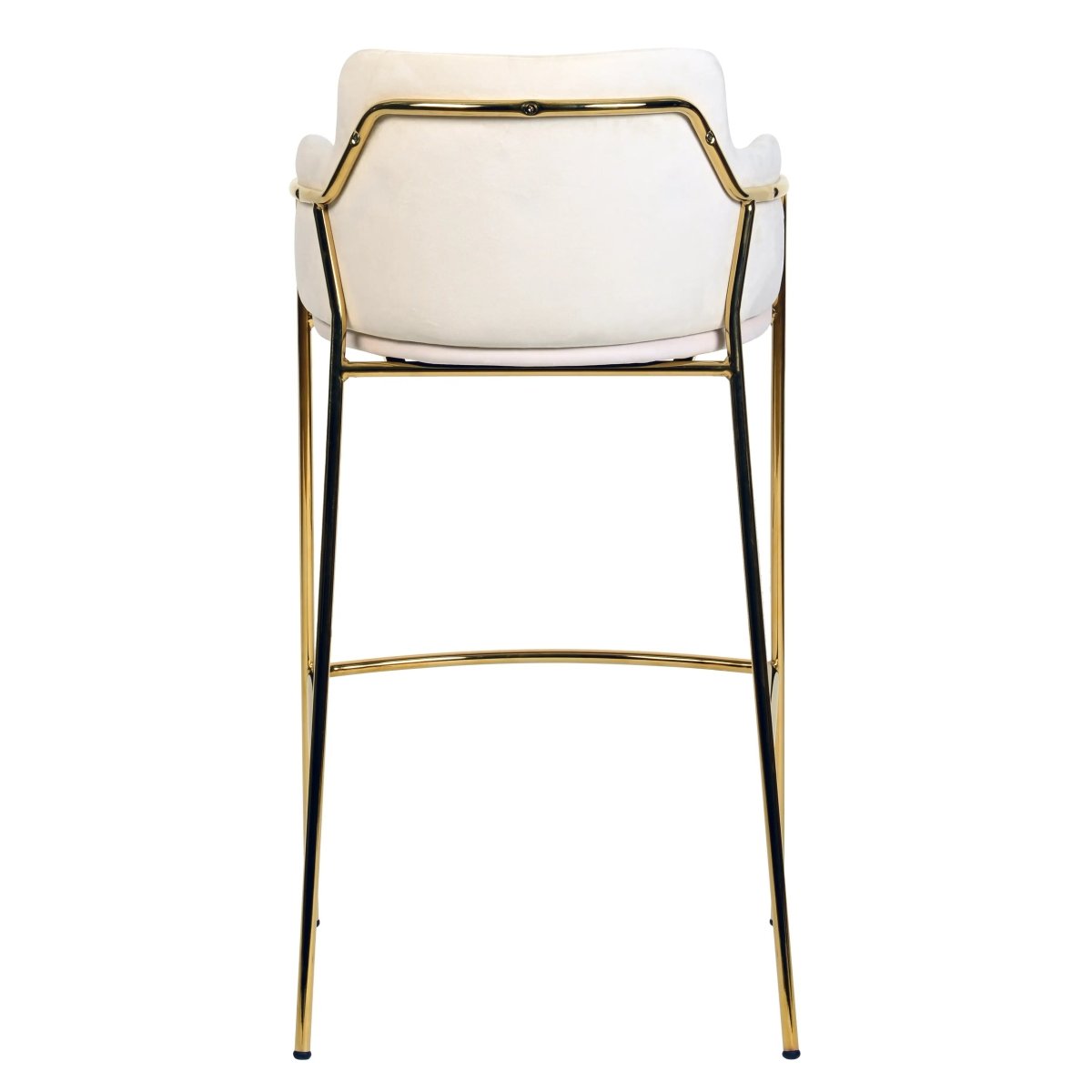 Axis 40" Bar Stool with Ergonomic Design, Gold Stainless Steel Base, and Footrest Set of 2