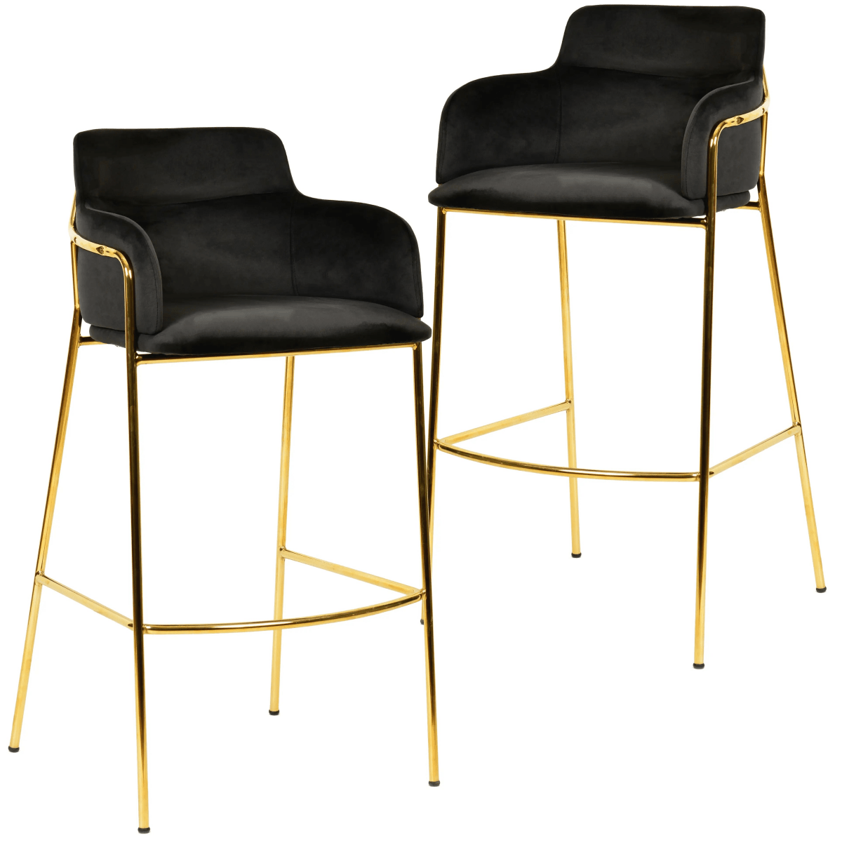Axis 40" Bar Stool with Ergonomic Design, Gold Stainless Steel Base, and Footrest Set of 2