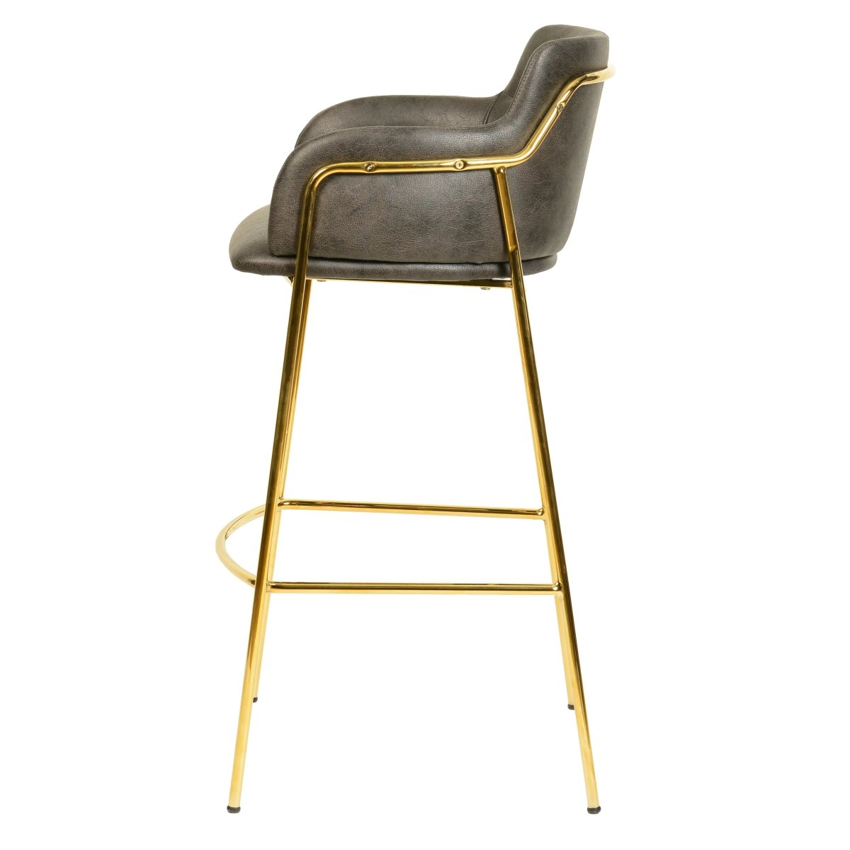 Axis 40" Bar Stool with Ergonomic Design, Gold Stainless Steel Base, and Footrest Set of 2
