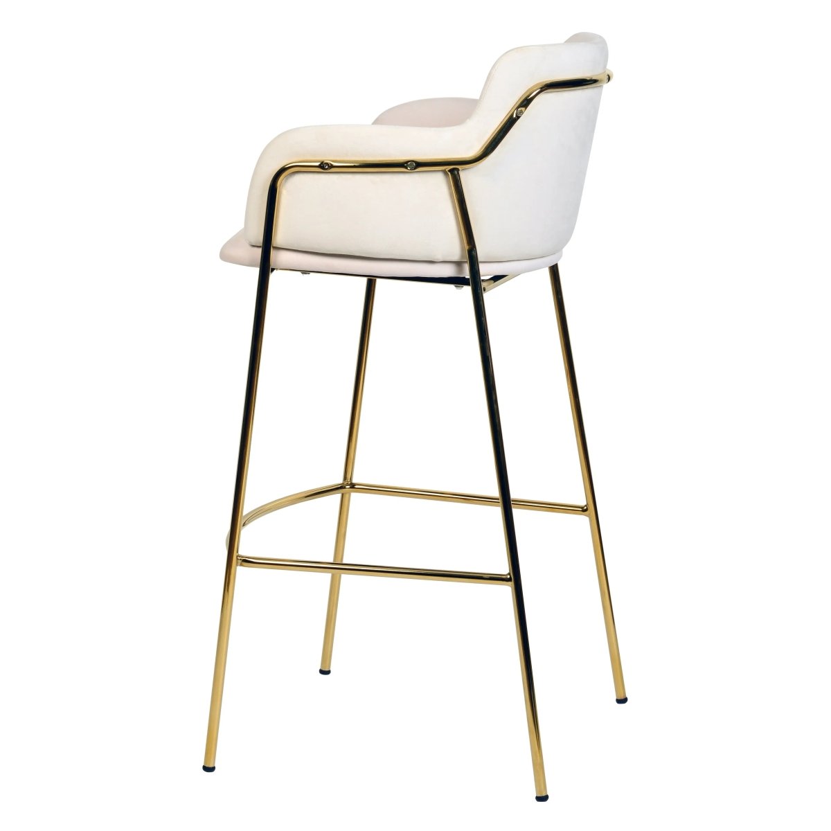 Axis 40" Bar Stool with Ergonomic Design, Gold Stainless Steel Base, and Footrest Set of 2