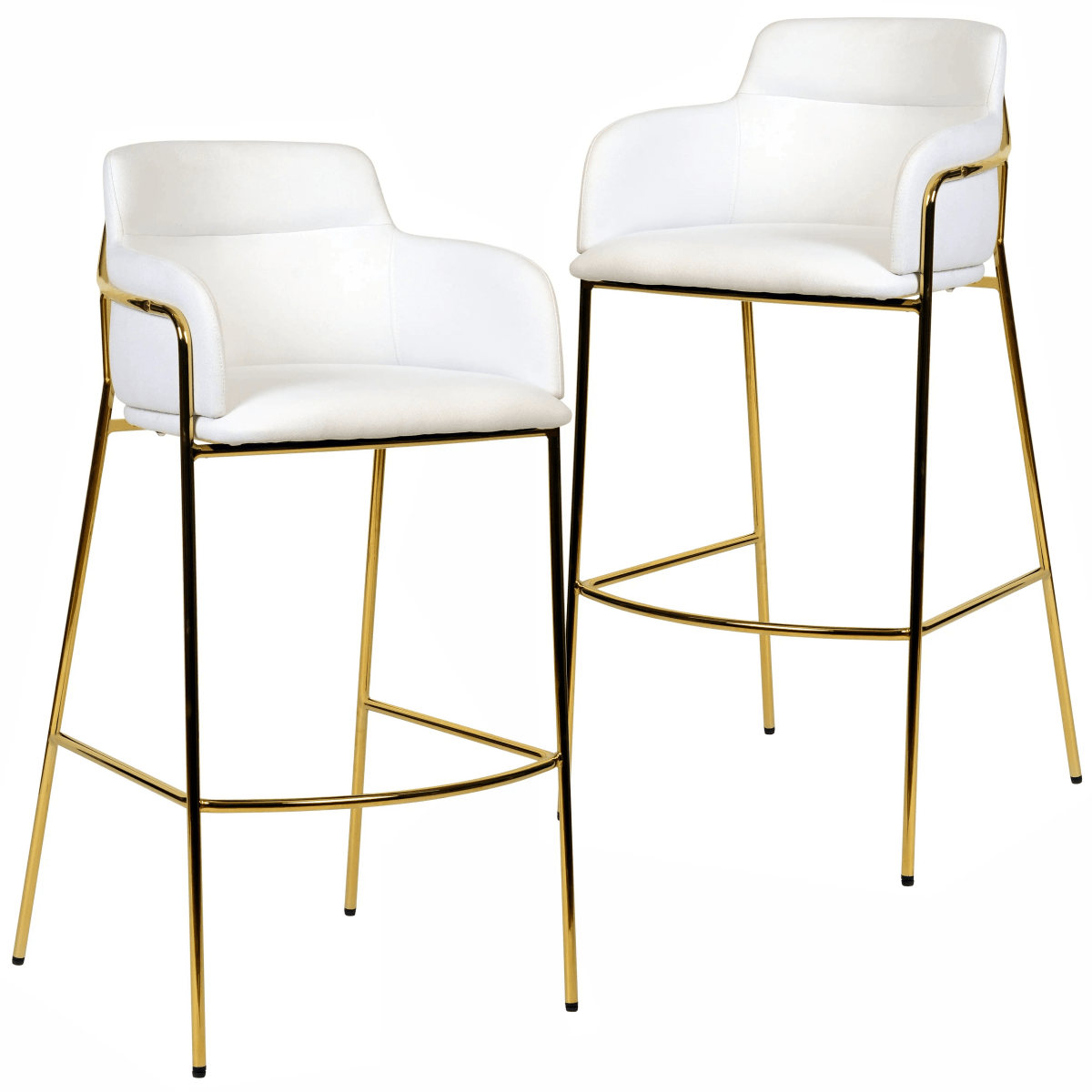 Axis 40" Bar Stool with Ergonomic Design, Gold Stainless Steel Base, and Footrest Set of 2